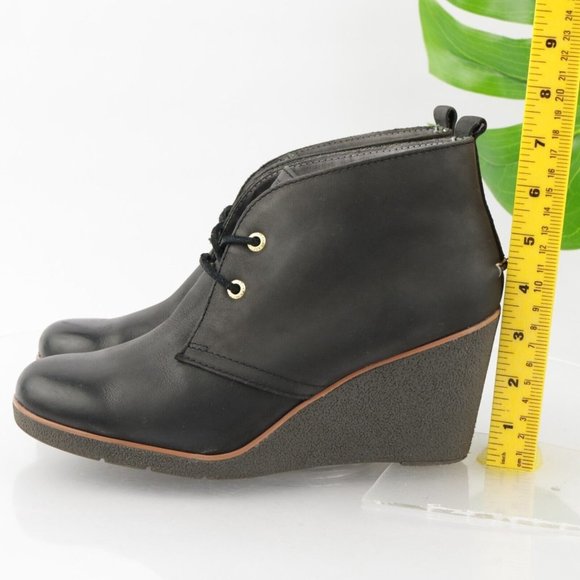 Sperry Women's Harlow Boot Size 10 Wedge Heel Lace Up Black Leather Boho Bootie - Picture 8 of 12